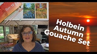 Holbein Irodori Autumn Gouache Set 2 Landscape Paintings [upl. by Slerahc]