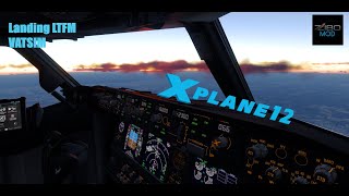 X Plane 12 ZIBO 737 800 night landing at Istanbul LTFM VATSIM event [upl. by Aniri]