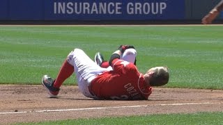 PHICIN Cozart injured on Hernandezs strong throw [upl. by Presley]