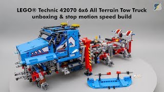 LEGO Technic 42070 6x6 All Terrain Tow Truck unboxing amp stop motion speed build [upl. by Landis605]