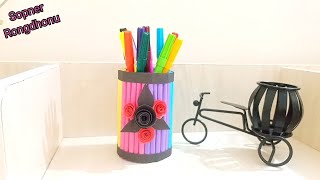 How to make Paper Crafts  Color Paper diya kolom Dani banano  Paper vase Craft  DIY [upl. by Oitaroh]