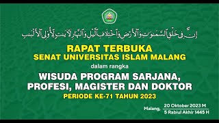 Wisuda Program Sarjana Profesi dan Pascasarjana Periode ke  71 Universitas Islam Malang Sesi 1 [upl. by Noiramed]