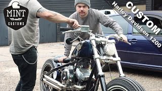 Mint Customs Harley Davidson 1200 sportster Bobber  Walk around [upl. by Norrehc]