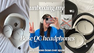 BOSE QUIETCOMFORT HEADPHONES UNBOXING 🎧🤍  why i chose Bose over Apple [upl. by Niawd267]