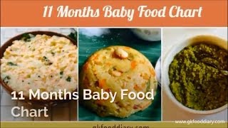 11 Months Baby Food Chart  11 Months Indian Baby Food Recipes [upl. by Ronyam184]