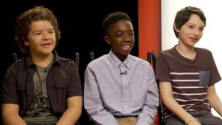 Stranger Things Finn Wolfhard Gaten Matarazzo and Caleb McLaughlin Freak Out Over WalkieTalkies [upl. by Donaghue]