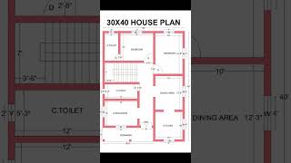 30X40 HOUSE PLAN  2 BEDROOMS [upl. by Relyks768]