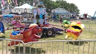 Ben Rides FLYING ELEPHANTS Carnival Ride AMUSEMENTS OF AMERICA Chesapeake Jubilee 2022 [upl. by Eltsyrk]