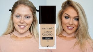 NEW WET N WILD PHOTO FOCUS FOUNDATION FIRST IMPRESSIONS REVIEW  DEMO [upl. by Aicilic]