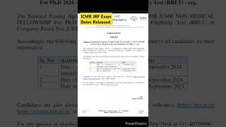 ICMR JRF Exam Dates Released  Icmr BRETviralvideo trading ytshorts youtubeshorts [upl. by Marshall743]