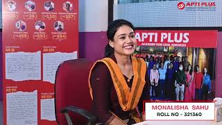 MONALISHA SAHU  RANK 440  OAS 2022  Mock Interview  APTI PLUS [upl. by Johm414]