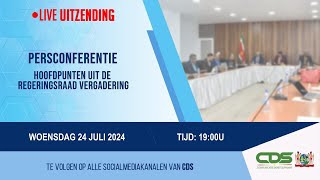 PERSCONFERENTIE HOOFDPUNTEN UIT DE REGERINGSRAAD VERGADERING 24 JULI 2024 [upl. by Isherwood538]