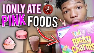 I Only Ate PINK FOOD For 24 HOURS IMPOSSIBLE CHALLENGE [upl. by Aruasi]