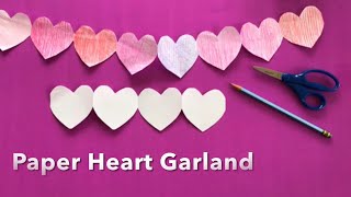 Valentine Garland  Paper Hearts Paper Chain Garland  Easy Decorative Paper Chain Idea [upl. by Qifahs]