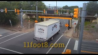 Boxtruck crash sprays debris at the 11foot8 bridge [upl. by Cloots]