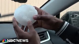 Hailstones the size of baseballs seen in Texas during severe storms [upl. by Chitkara]