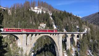 Eisenbahnvideo Wiesen Viadukt Graubünden Schweiz [upl. by Nhtanhoj]