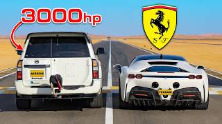 3000hp SUV vs Ferrari SF90 DRAG RACE [upl. by Shandie]