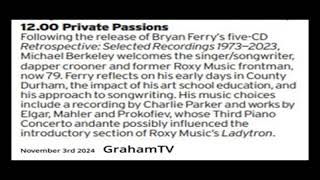 Bryan Ferry interview part 1 no music due to copyright 3rd of Nov 2024 [upl. by Notlef978]