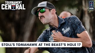 Jared Stoll Breaks Hole 17 at the BEast Again  Tournament Central on Disc Golf Network [upl. by Nauqyt]