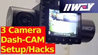 iiwey 3 Channel Camera Dash Cam Setup and Hack Installation Rear View Camera Installation Hack [upl. by Burgener]