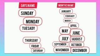 Learn days name and months name  Learn days of the week Months name for kids  Months of the year [upl. by Capriola]