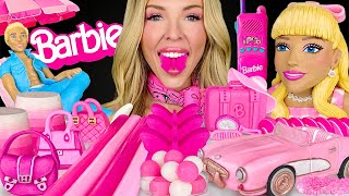 ASMR BARBIE DESSERTS MUKBANG PINK CORVETTE EDIBLE BUTTERFLY LEMON JELLO SHOTS BARBIE GIVEAWAY 먹방 [upl. by Thirion]