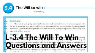 The will to Win class 10th  English chapter 34 Questions and Answers Workshop warming up digest [upl. by Schroder]