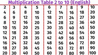 Multiplication Table 2 to 10 English Version। Table of 2। 2 se 10 Tak Pahada English Mein 2 से 10 [upl. by Eyma]