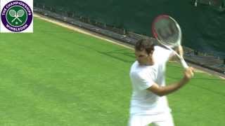 Roger Federer practises at Wimbledon [upl. by Llertnod]