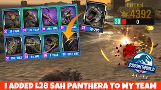 I added L28 Sah Panthera to my PvP Team  Jurassic World Alive 34 [upl. by Latrice]