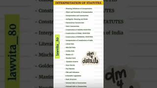 Notes pdf of Interpretation of Statutes Lawvita [upl. by Schreibman]