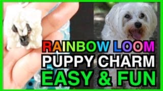 Easy Rainbow Loom Charms Animals PUPPY DOG designs and pattern tutorial [upl. by Selry]