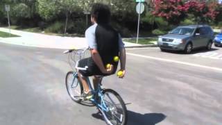 Longest time juggling 3 balls BBB while riding bike WORLD RECORD [upl. by Nnayrb357]