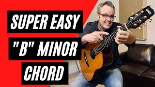 EASY B MINOR CHORD  Easy Beginner Guitar Lesson [upl. by Nywnorb274]