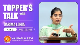 Topper’s Talk with Garima Lohia AIR2  Vajiram amp Ravi [upl. by Wrand]