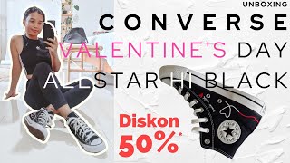 Unboxing CONVERSE Valentines Day Chuck Taylor All Star Hi  BlackVintage WhiteBlack171158C [upl. by Ingeberg]