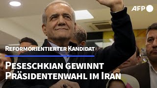 quotReformerquot Peseschkian gewinnt Präsidentenwahl im Iran  AFP [upl. by Anav976]