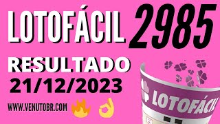 🍀 Resultado Lotofácil 2985 [upl. by Nali]