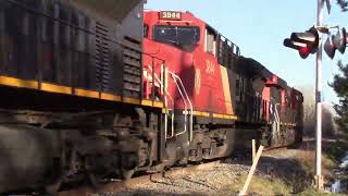 CN 100 Gevo 3894 Leads a Long Empty Potash Train CN 597 Pass Boundary Creek NB at Track Speed [upl. by Eiramlatsyrk63]