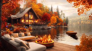 Autumn Jazz Lounge Perfect for a Rainy Day🍂 Outdoor Coffee Shop Ambience amp Relaxing Jazz Music [upl. by Herrod968]