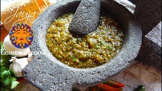 Salsa Verde Asada al Molcajete [upl. by Ysnat]