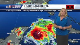 WATCH Tracking Hurricane Beryl as it moves toward Tulum and Cozumel in Mexico [upl. by Olav521]