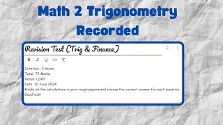 Trig Revision Test Meeting Recording  Math 2 [upl. by Yacov]