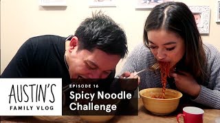 Spicy Noodle Challenge  Austin Vlog  HiHo Kids [upl. by Akilaz693]