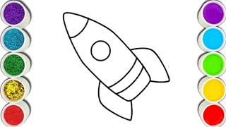 How To Draw and Coloring a Space Rocket Easy Drawing Tutorial [upl. by Esirahs]