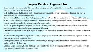 471 Jacques Derrida Logocentrism [upl. by Bicknell597]