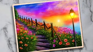 Creative Landscape Painting  Cute Art Ideas Easy 💡🎨 [upl. by Issi333]