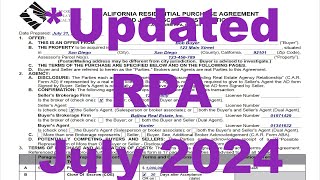 REVISED July 2024 California Residential Purchase Agreement and Seller Payment of Buyers Broker [upl. by Lowell]