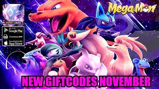 Pocket Arena Next Gen New Giftcodes November  New Code Megamon Asia Pokemon [upl. by Alyek]